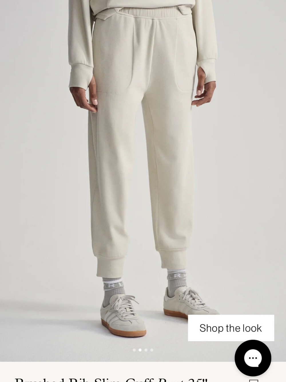 Varley Brushed Rib Slim Cuff Pants — Cream 25”